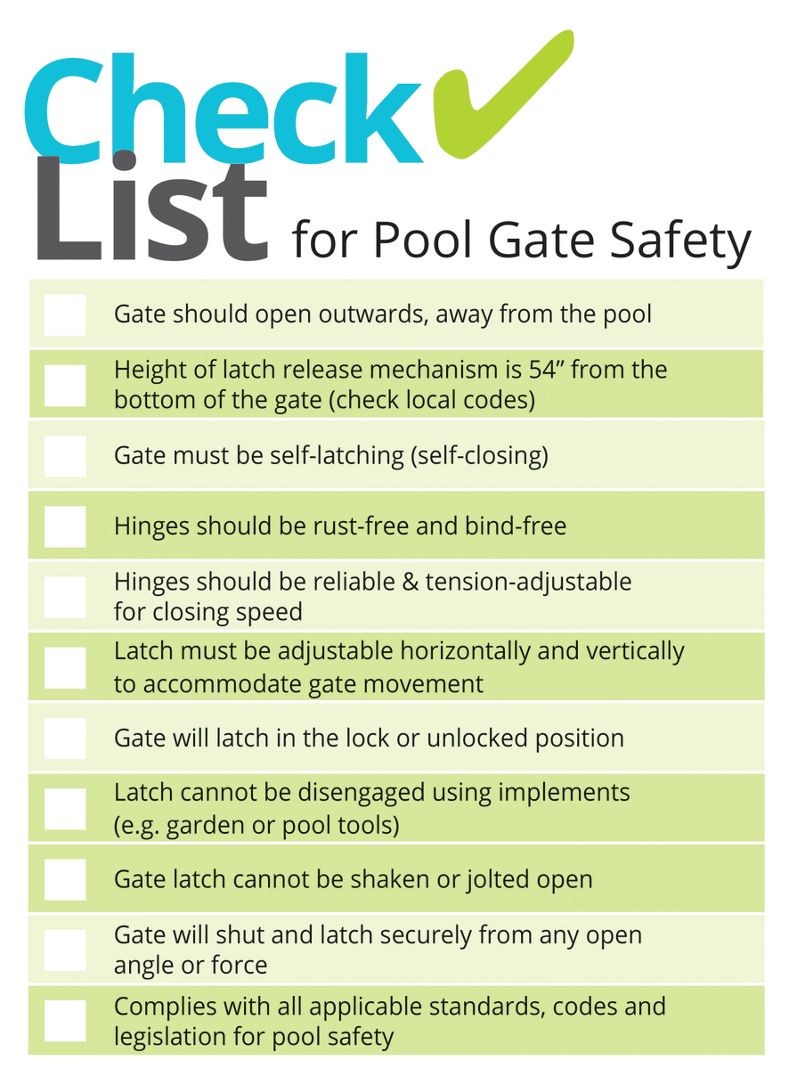 Homeowners should regularly inspect, physically test, and maintain the #poolgates to help ensure the entire family's safety.

Download our #PoolSafety Checklist. Share with family and friends! okt.to/biMXKd
