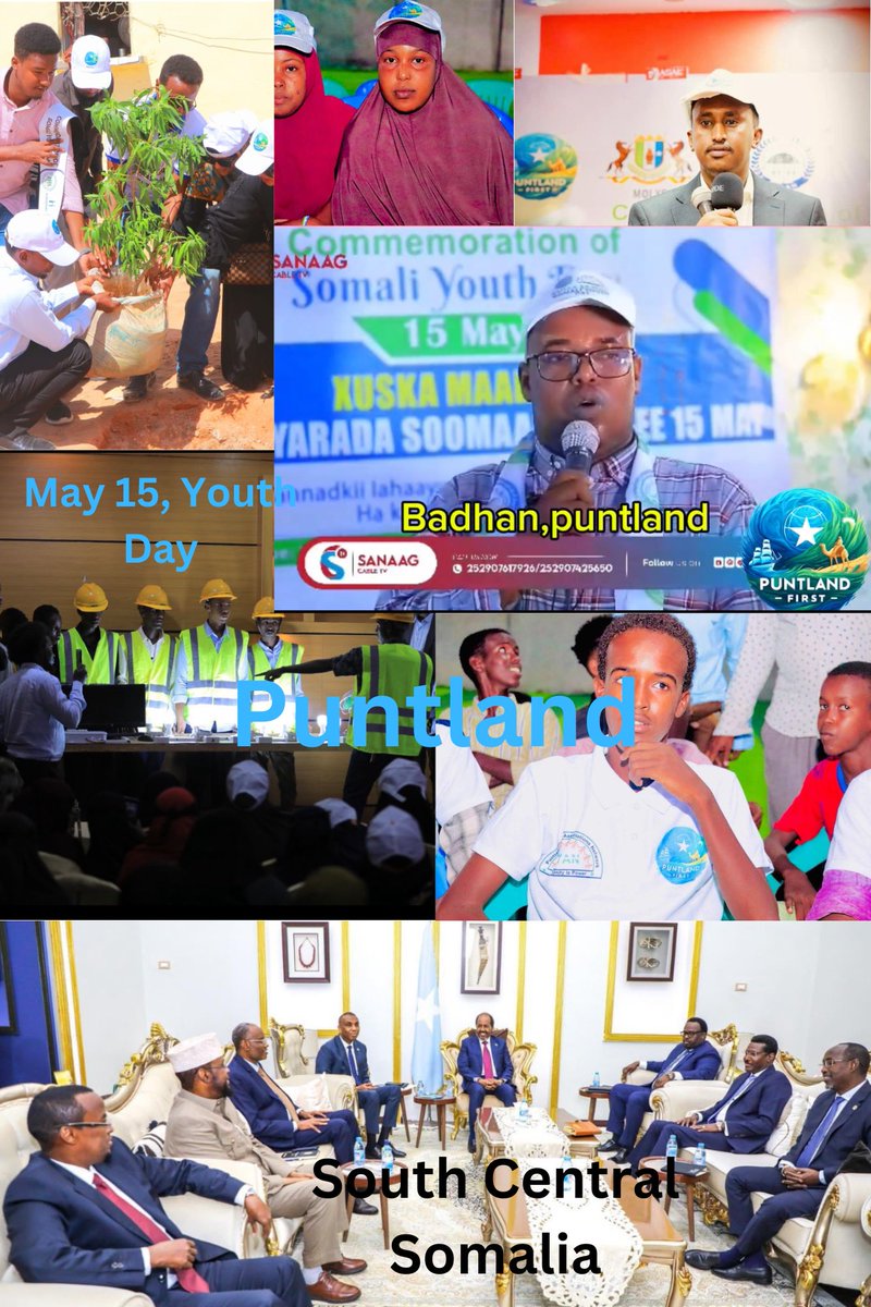 In #Puntland, #YouthDay was celebrated across five major cities with events organized by #Puntlandfirst. Youth engaged in community service, including planting trees. While in South #Somalia, corrupt politicians met behind closed doors to loot resources & extend their mandates.