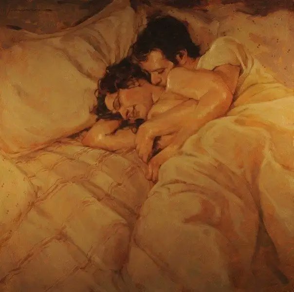 #Words #Art #GN 'Expressions of affection, like putting your arm around someone's shoulder, holding hands, or giving a kiss good night, involve the principle of honesty.' John Bytheway 🖌Joseph Lorusso🇺🇸Tenderness and Love