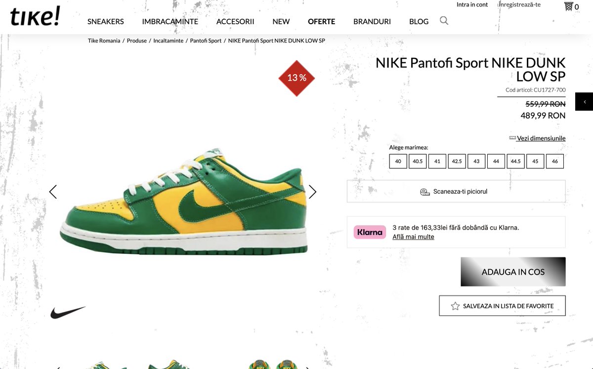 Nike Dunk Low SP 'Brazil' on sale 13% OFF
Use code 'ALEX' for another 10% discount 
Shipping only to Romania (no EU shipping)
🇷🇴 Tike: u.sneakermarket.ro/4pssnf4k