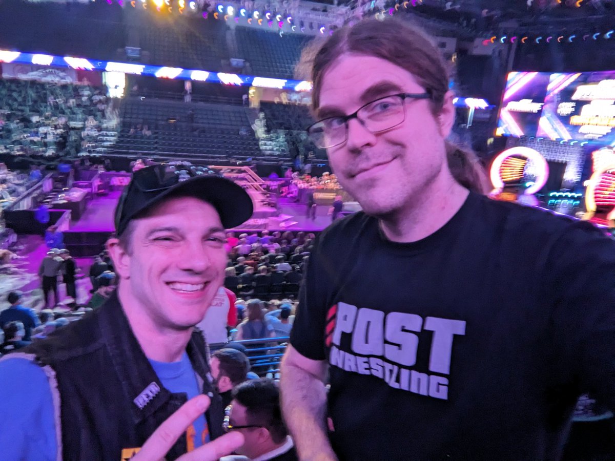 Down the I5 for #AEWDynamite w @gagerrocks again. Nearly 30 years of watching wrestling with this dude.