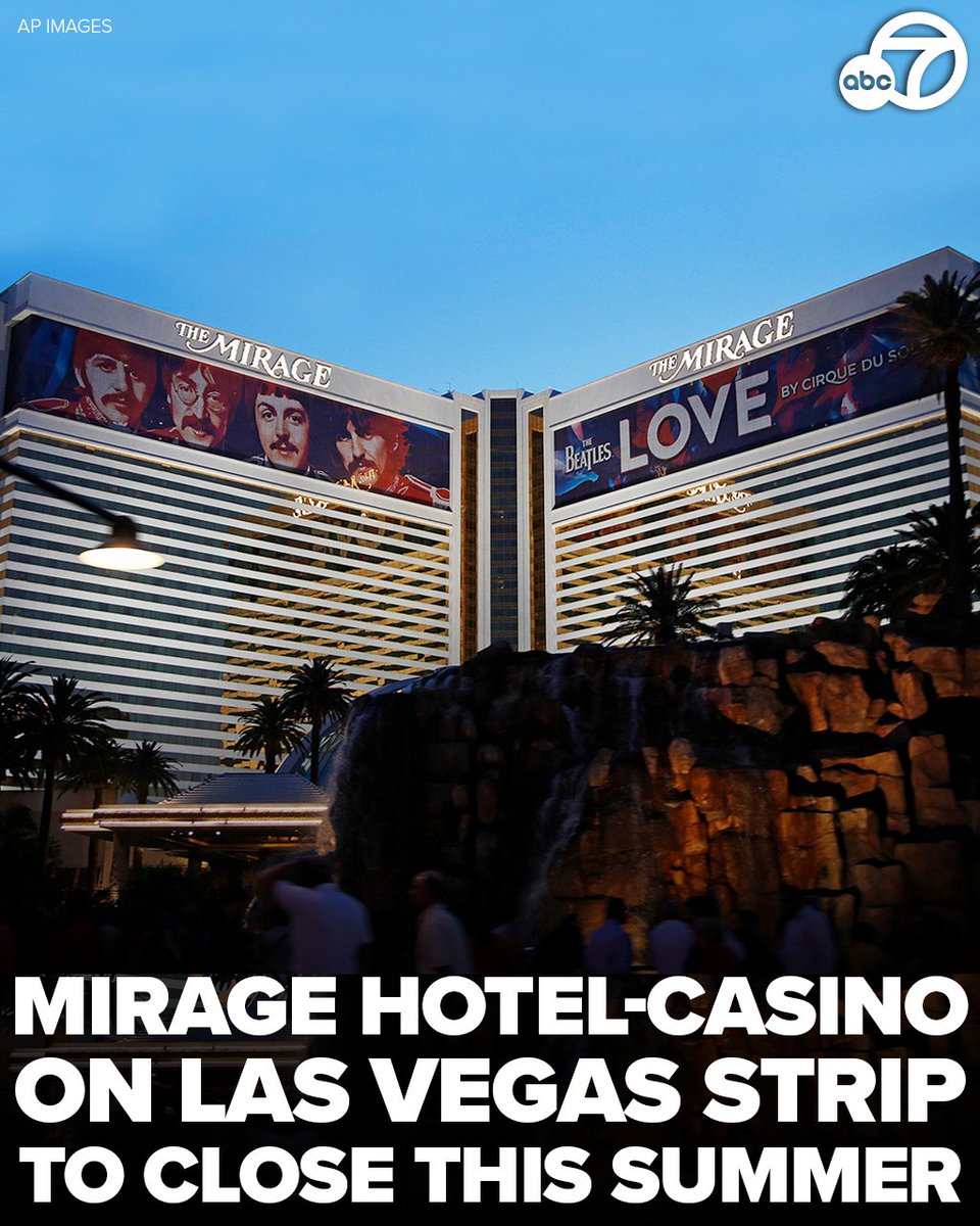 END OF AN ERA: The iconic Mirage hotel-casino on the Las Vegas Strip will shut its doors this summer, the end of an era for a property credited with helping transform Sin City into an ultra-luxury resort destination. abc7.la/4bFp9YS