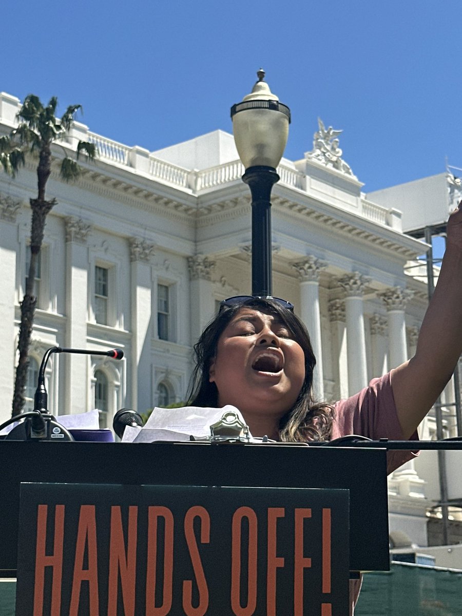 Love the energy @yejimenez707 brought to the #HandsOff #CABudget rally in #Sacramento today! Fair budget NOW!