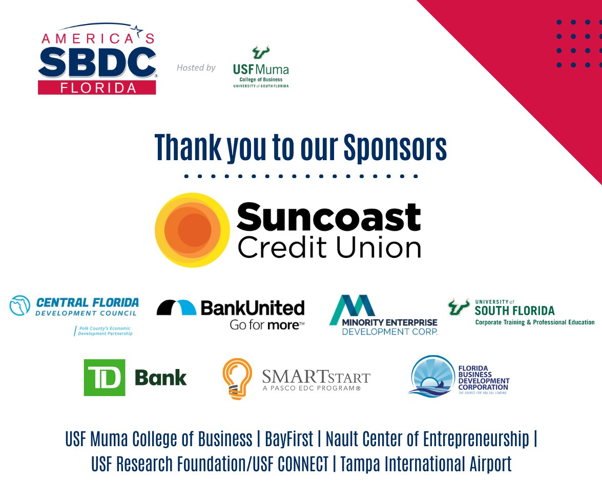 Today's 2024 Florida SBDC at USF Annual Business Awards was a success 🤗 Congratulations to all of our #biz winners, it was an honor celebrating you all today.👏 We would also like to acknowledge and give a big thank you to all of our sponsors! #SBDCatUSF #BusinessAwards
