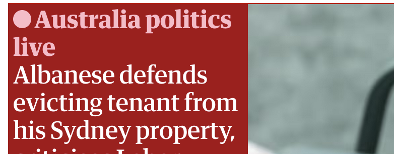 FFS @GuardianAus, this is straight from News Corp. Albanese is selling the property, tenant had cheap rent. What is he meant to do? Report the news, not all the shit dished out by Murdoch. Where’s your credibility? #AUSPOL