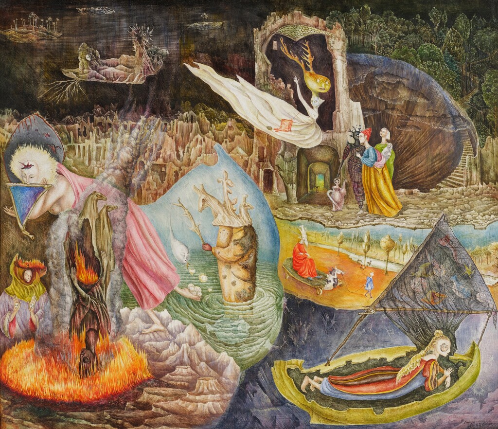 #AuctionUpdate: At public auction for the first time in three decades, Leonora Carrington’s defining masterpiece ‘Les Distractions de Dagobert’ soars to a new record for the artist, fetching $28.5M. #SothebysModern