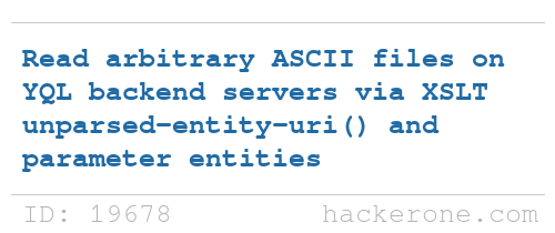 Yahoo! disclosed a bug submitted by @Agarri_FR: hackerone.com/reports/19678 #hackerone #bugbounty