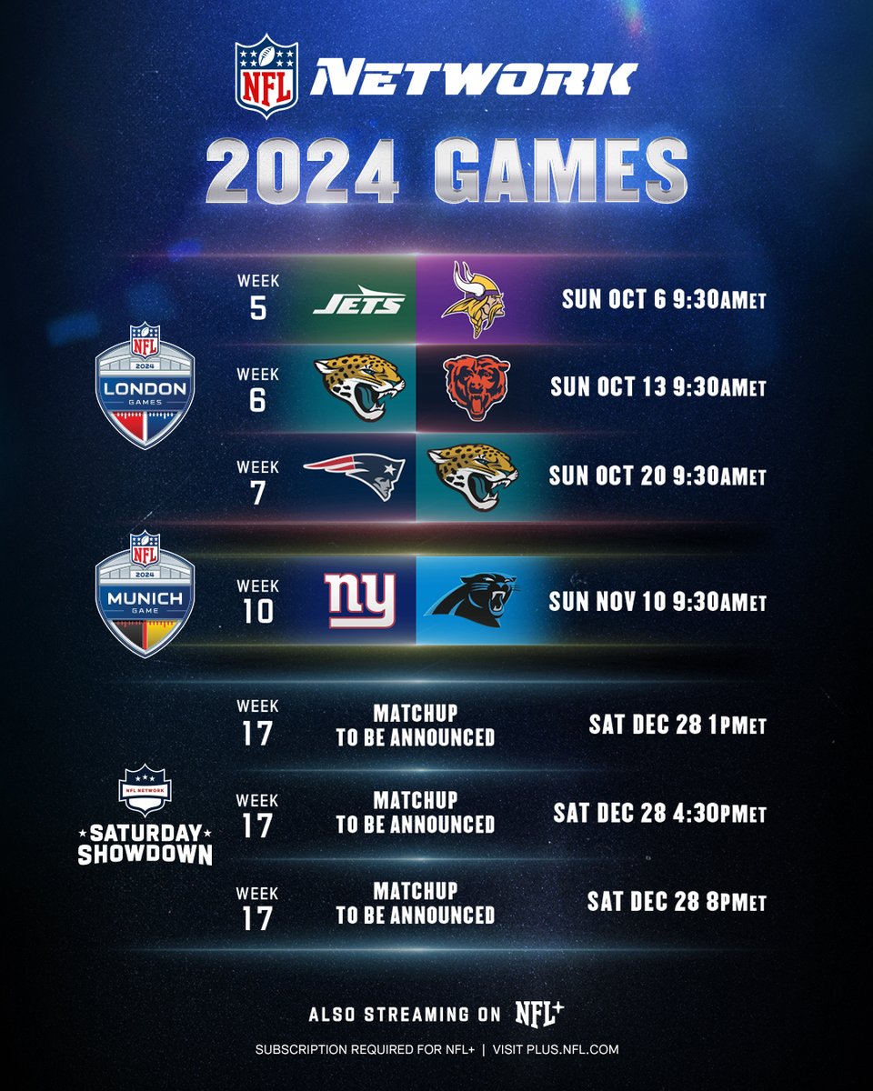 Your 2024 NFL Network games!

📺: NFL Schedule Release on NFLN/ESPN2
📱: Stream on #NFLPlus