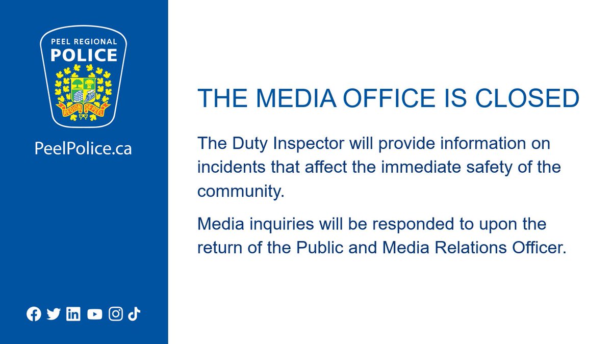 The media office is closed. Have a safe night.