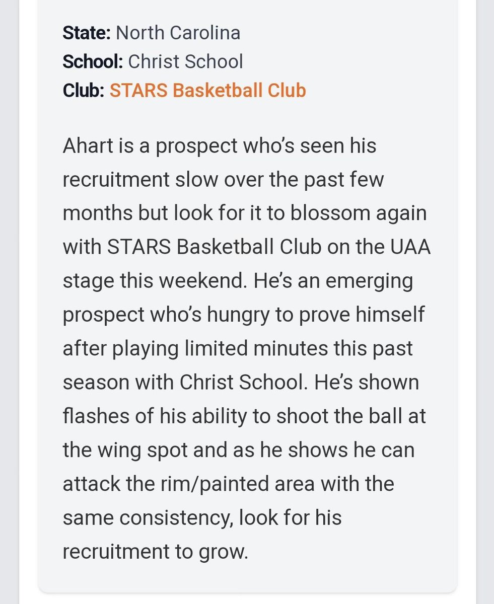 STARS Basketball-UA RISE & PREMIER Teams (15U-17U) (@starsnash_mbb) on Twitter photo 2025 STARS UA Rise 6’8 F Jo Ahart (<a href="/Jahart2025/">Joseph Ahart</a>) had a good first weekend with us at <a href="/hoopseen/">HoopSeen</a> Bob Gibbons TOC! Check out a write-up from <a href="/PrepHoopsNC/">Prep Hoops North Carolina</a> below.⬇️🌟#morethan <a href="/RiseCircuit/">UA Rise Circuit</a> <a href="/UANextBHoops/">Boys UAA</a> 2025 STARS UA Rise 6’8 F Jo Ahart (<a href="/Jahart2025/">Joseph Ahart</a>) had a good first weekend with us at <a href="/hoopseen/">HoopSeen</a> Bob Gibbons TOC! Check out a write-up from <a href="/PrepHoopsNC/">Prep Hoops North Carolina</a> below.⬇️🌟#morethan <a href="/RiseCircuit/">UA Rise Circuit</a> <a href="/UANextBHoops/">Boys UAA</a>