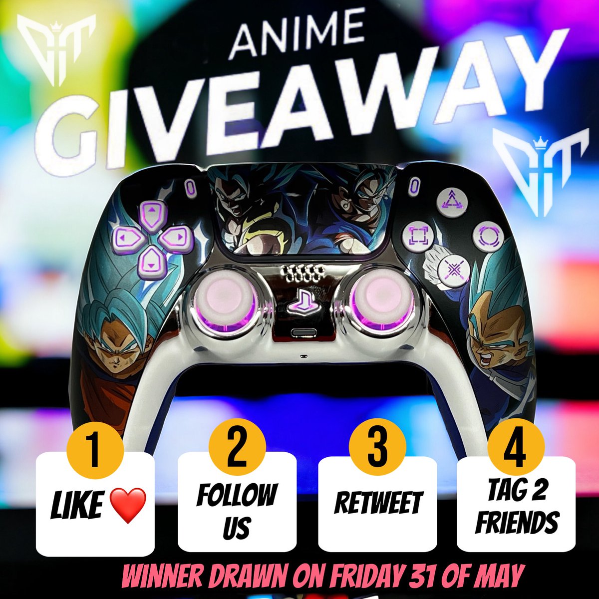 Enter to win your very own Anime-inspired Pro Controller! 🎮✨ Follow these 4 simple steps for a chance to win:
1️⃣ Like this post
2️⃣ Follow us on X 
3️⃣ Retweet
4️⃣ Tag 2 Friends
Winner will be announced on Friday, May 31st at 8 PM. Don't miss out on your chance to level up your
