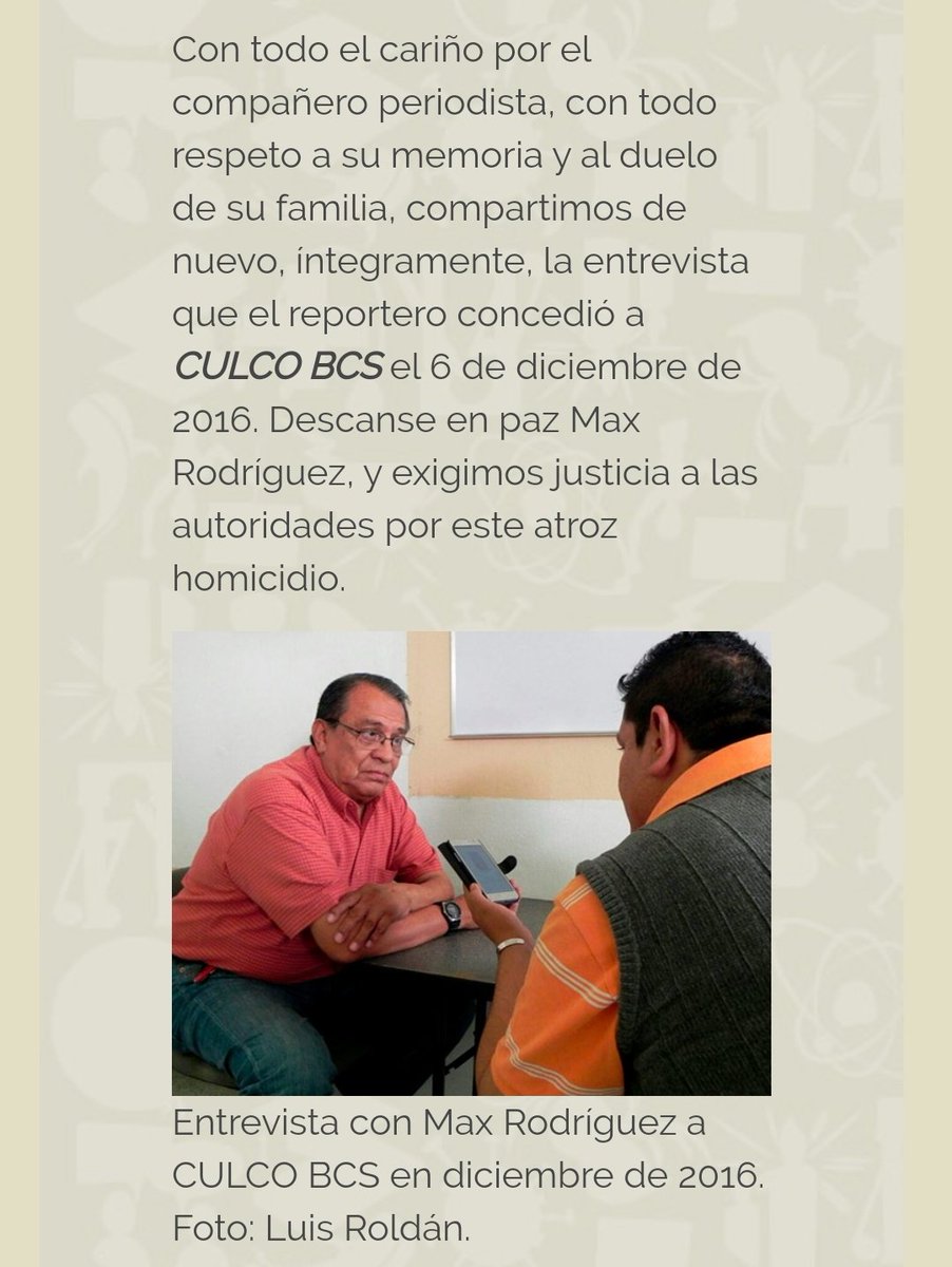 Zro_Zone's tweet image. #MaxRodriguez
El periodista que enfrentó periodísticamente y enfureció a #LillyTellez cuando le hacía la campaña al Sr #Lopez en #BCS, fue el aparente motivo por el cual lo #ejecutaron el día 14 de Abril de 2017 en #LaPaz #BCS...
culcobcs.com/sociedad/desca…