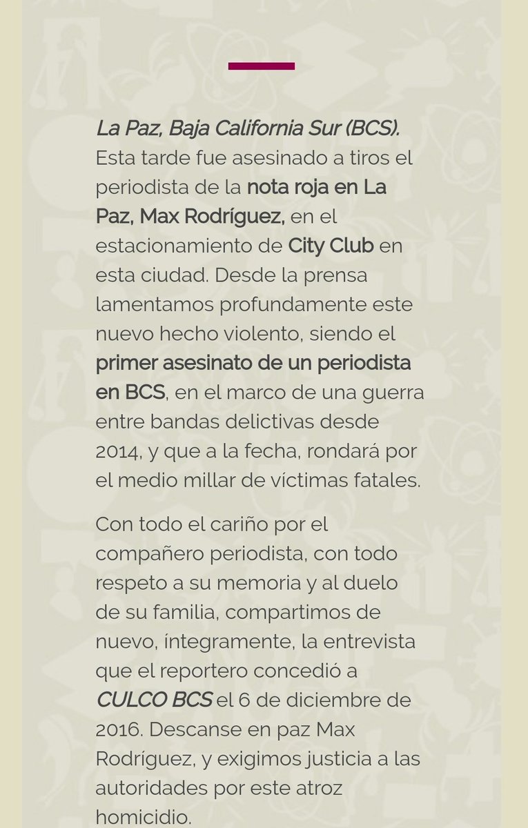 Zro_Zone's tweet image. Este fué el artículo que le dedicaron sus colegas periodistas cuando dieron a conocer la noticia del asesinato de #MaxRodriguez
Cabe destacar que sin tocarse el corazón, le quitaron la vida frente a su esposa, la cual tenía que trasladar en silla de ruedas por problemas de salud.