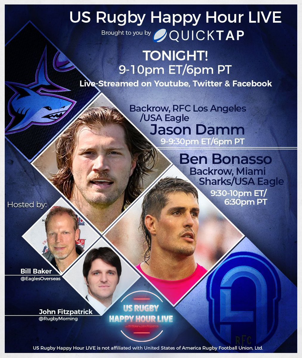 🚨 We're LIVE in 1 hour with MLR Player of the Week, RFC LA’s Jason Damm, and Miami Sharks’ Ben Bonasso. Bill & Fitzy are eagerly rehearsing. I smell a Tony coming!! Brought to you by @quicktap_rugby! ⏰ 9-10pm ET/6pm PT 👀 X, Facebook & Youtube - youtube.com/watch?v=Jk7OWJ…