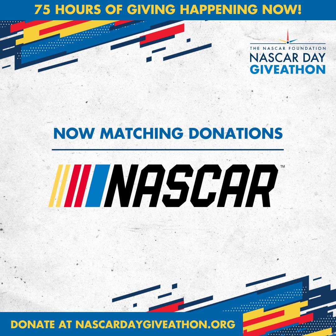 FINAL HOUR OF THE GIVEATHON ❣️ MATCHING WITH @NASCAR! ⭐ Donate within the FINAL HOUR (8PM-9PM EST) to have your donations doubled by NASCAR, who is matching up to $10,000! This is your last chance to double your impact! Donate now: nas.cr/3UwQh5J | @NASCARNation
