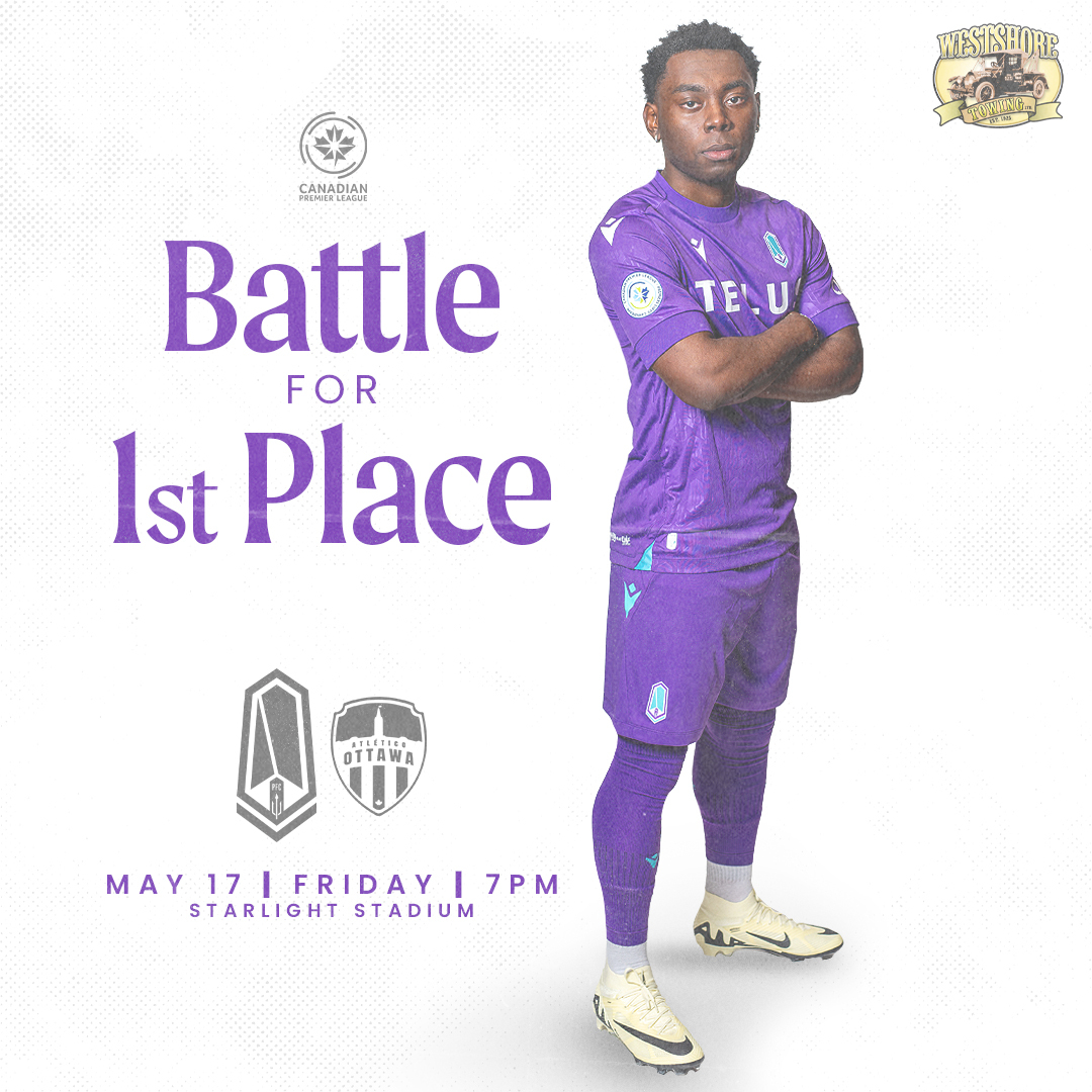 Two undefeated teams, something's gotta give! 😤

Join us at Starlight Friday night as we battle Atlético Ottawa for 1st place in the CPL standings. 

Visit our website at pacificfc.cpl.ca for more information!

#ForTheIsle l #TridentTerritory