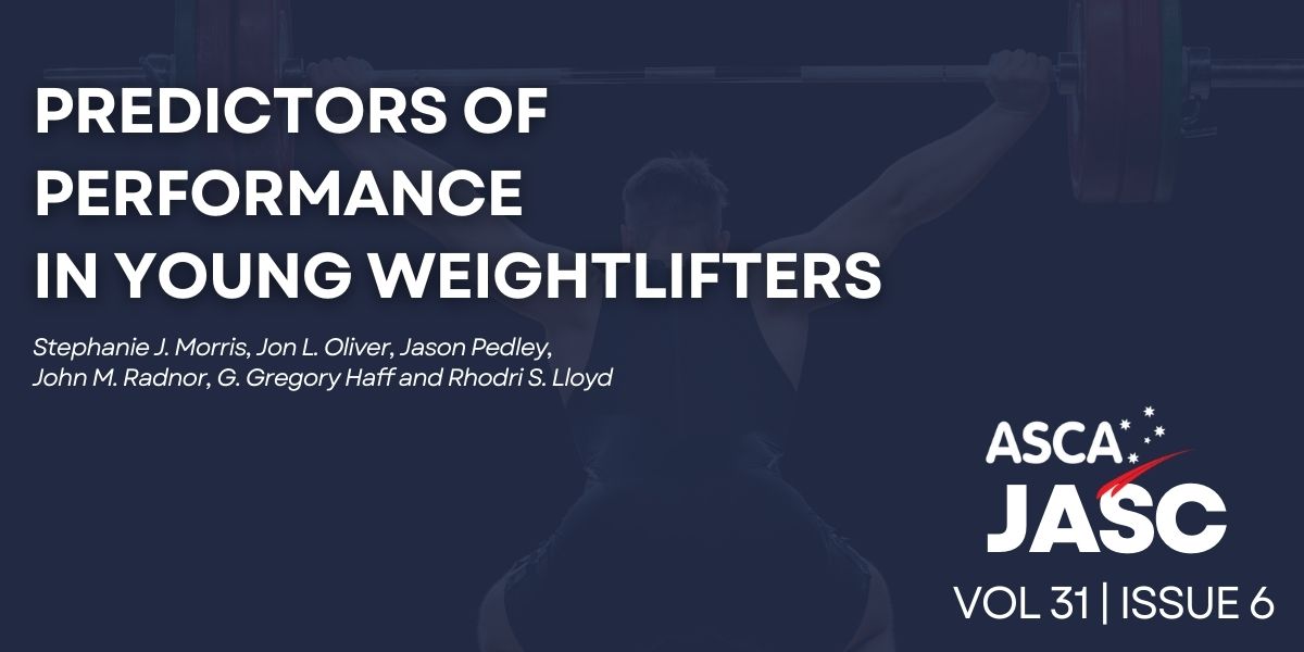 PREDICTORS OF PERFORMANCE IN YOUNG WEIGHTLIFTERS (JASC 31|6)

Author: Stephanie J. Morris

Read the full article jere🔗strengthandconditioning.org/jasc-31-6/4263…