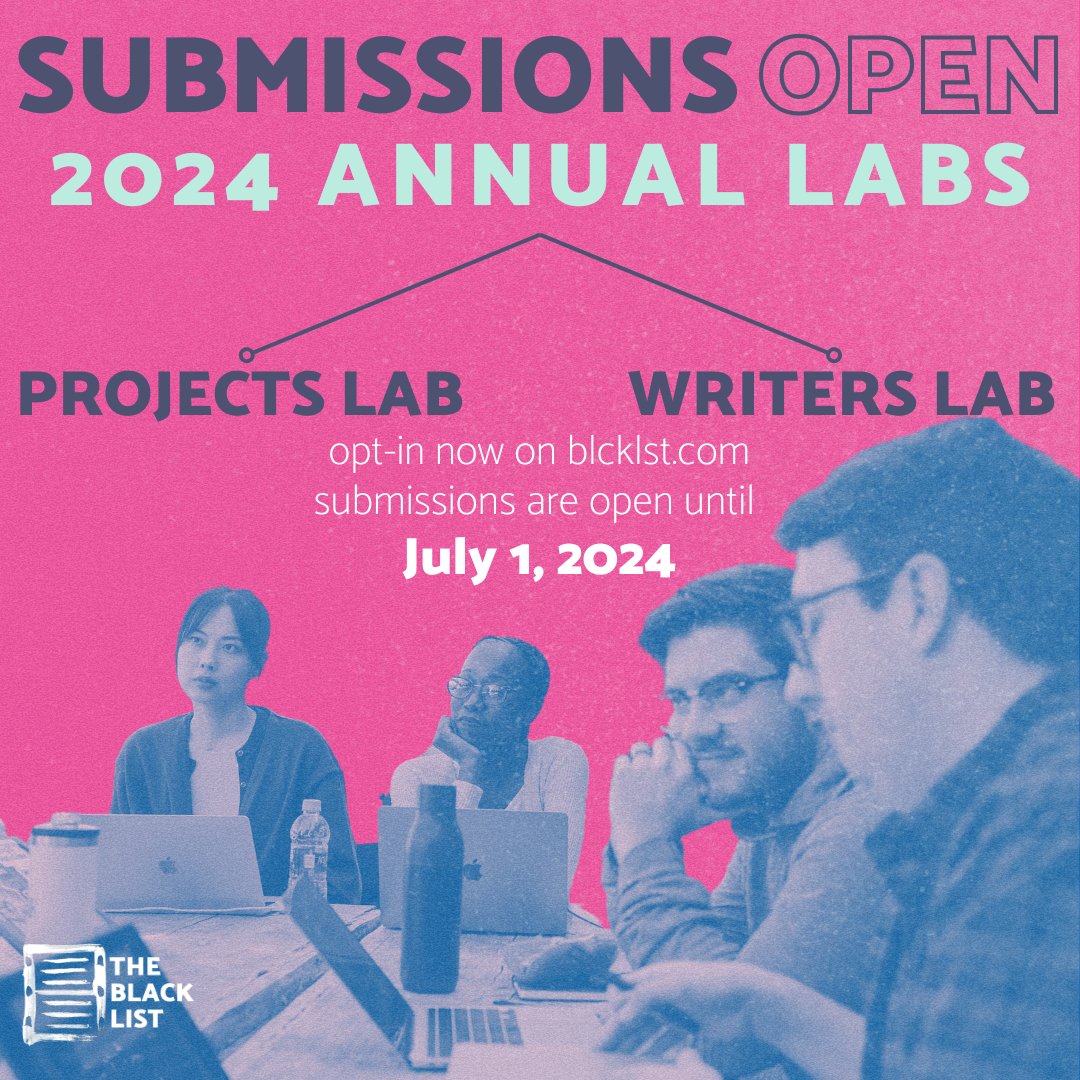 Submissions are open for the 2024 Black List Labs! The Writers Lab is for writers to develop feature scripts they intend to sell and/or use as samples. The Projects Lab is for writers to develop features which they intend to direct. Learn more here: bit.ly/3QEHi1C