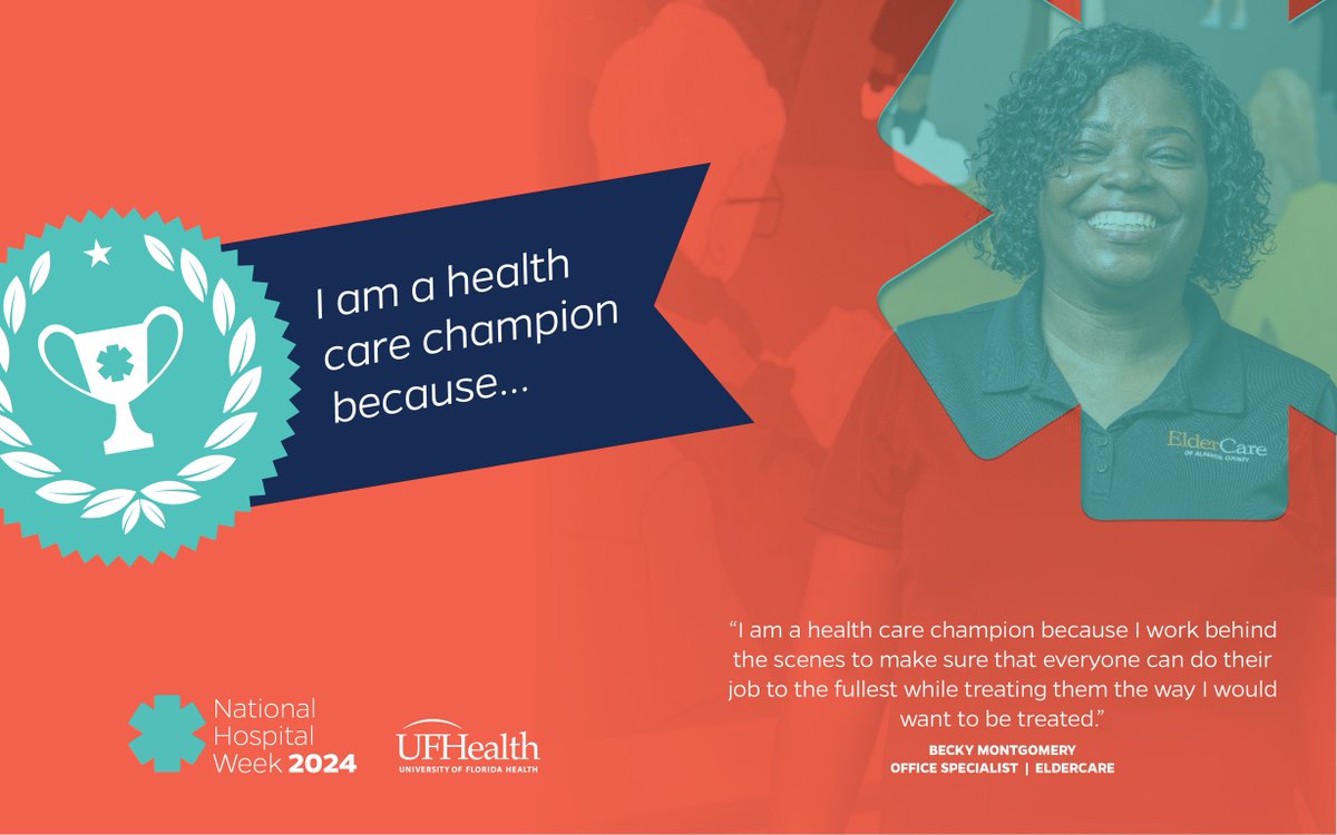 Meet Becky Montgomery, the office specialist at ElderCare and a UF Health champion! She embodies kindness and respect in her work. #UFHealthNHW #NationalHospitalWeek