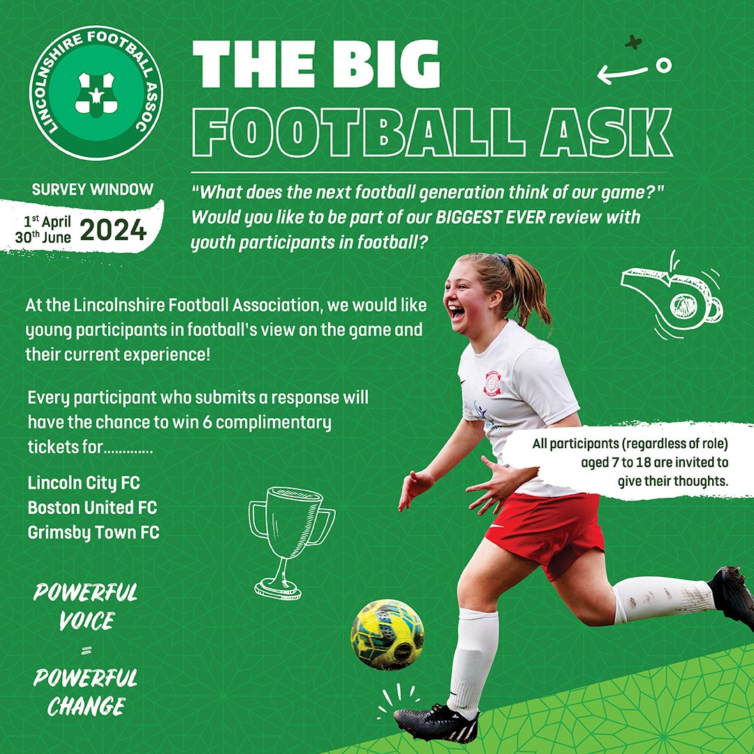 🎉 WIN tickets to @LincolnCity_FC, @officialgtfc, or @bostonunited by empowering your child to voice their thoughts! 😍 Join The BIG Football Ask and let voices aged 7-18 shape the future of the game! 📢 🔗 Dive in: tinyurl.com/5dxrrk2y