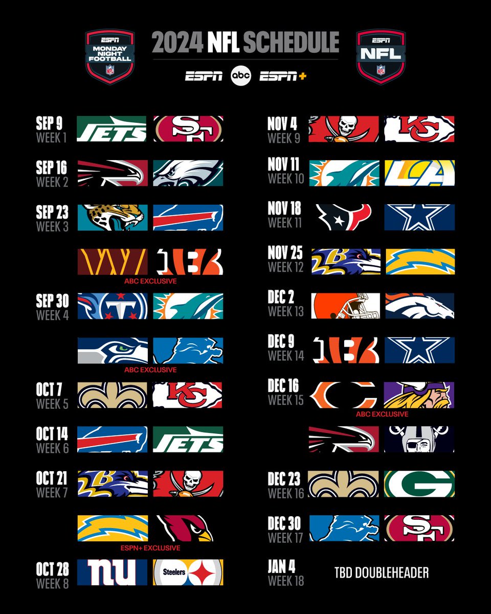 THE 2024 MONDAY NIGHT FOOTBALL SCHEDULE IS HERE 🔥