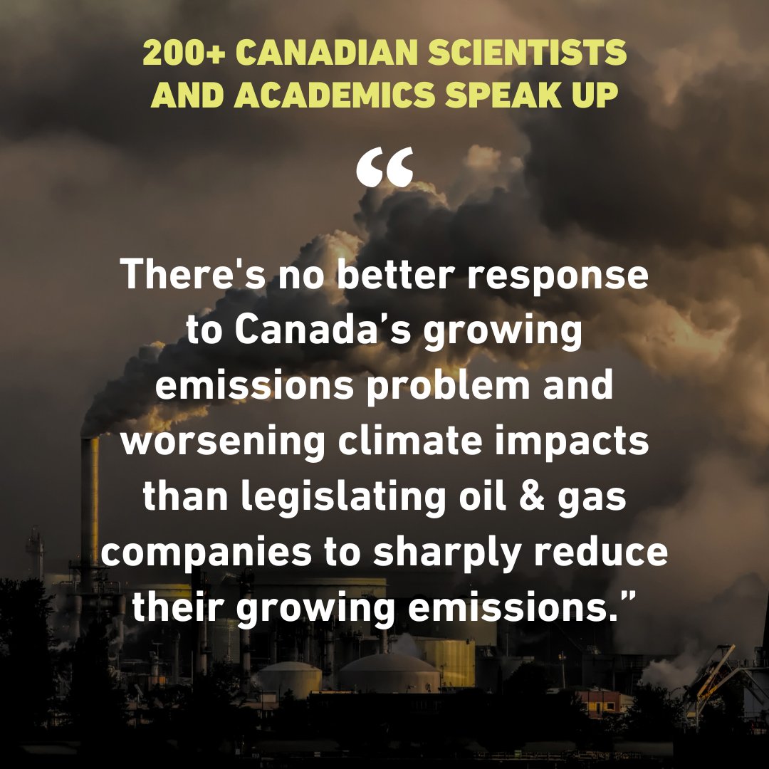 No other policy would have such a widespread, positive impact on our climate commitments than curbing the massive carbon pollution produced by oil & gas companies. ✊ 200+ Canadian scientists and academics urge quick action on an oil & gas emissions cap. ow.ly/OW0i50RHIO3
