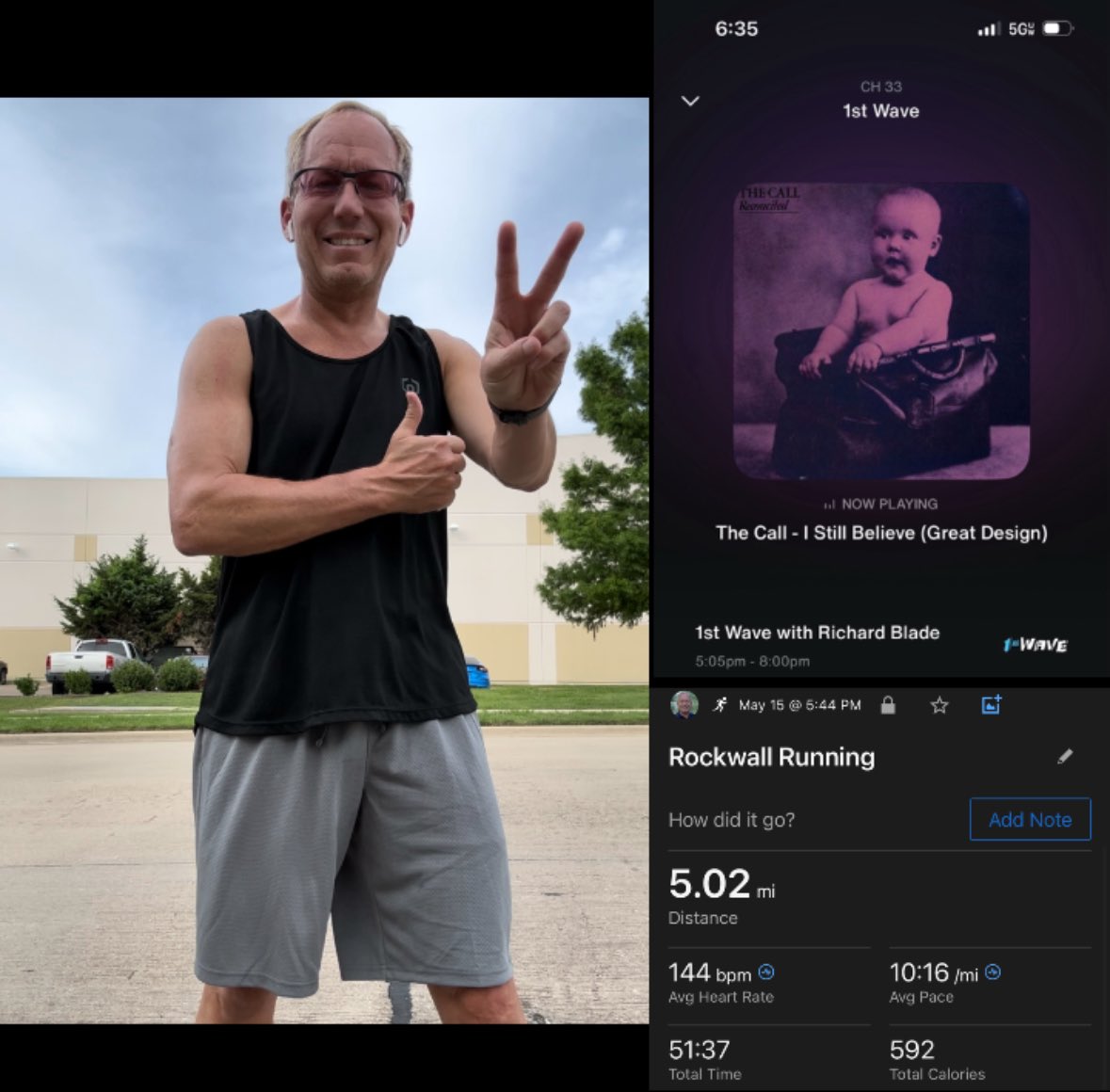 Happy #Wednesday all! Upper body workout and 5️⃣miles in the usual #Texas heat that has come back… “I Still Believe”! Thanks to @richardblade on @1stwave for the #running tunes! 10 days until the #Memphis River #run #halfmarathon ! 👍👍😂🏃‍♂️🎶 @fit_leaders #runchat #fitness 5️⃣