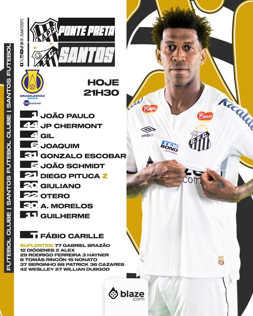 No ar com Ponte Preta x Santos na Band.
Estou com <a href="/ivanbrunonarra/">Ivan Bruno</a> e <a href="/10Neto/">Craque Neto</a> na transmissão da Série B. Reportagens de <a href="/HerreroLucas/">Lucas Herrero</a> e <a href="/viniciusabarca/">Vinicius Abarca</a>.