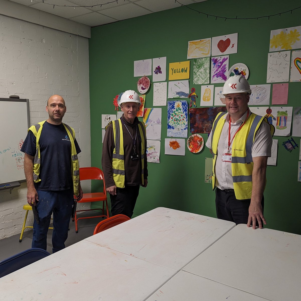 Say hello to Wayne,  Chris &  Paul 👋👇👇from @krolcorlett who are helping us with our floor! 😱
Who knew vinyl flooring could be so exciting 🤣  💃🕺 #wecandance
 #swinton #pendlebury #community #arts #family @swintonpendle #CommunityDevelopment