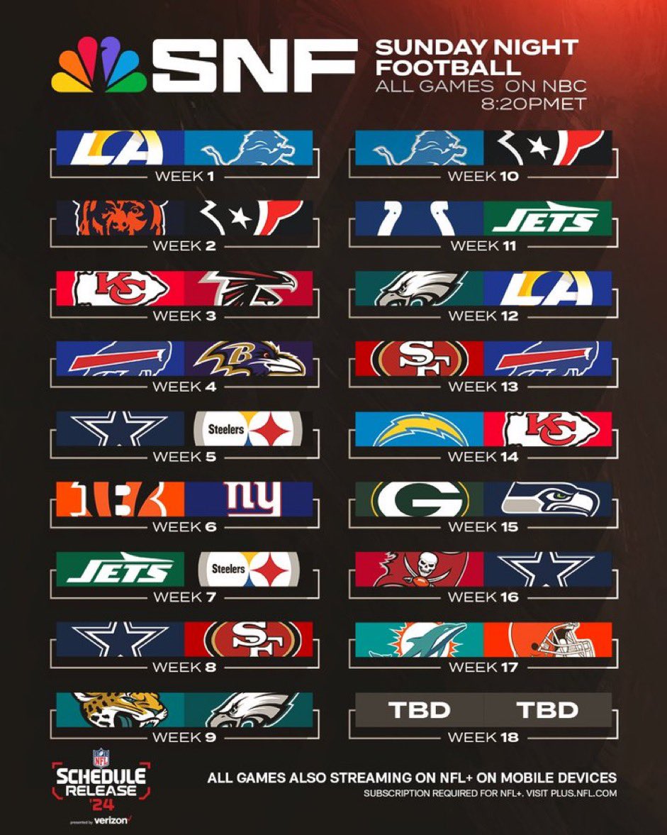 Here are the @SNFonNBC games: