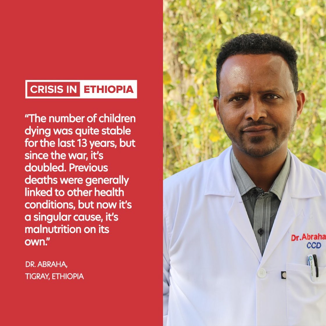 Doctor #Abraha is a paediatrician at Ayder Hospital – the largest in Tigray. He shares his concerns about the alarming increase in the number of children dying of malnutrition in his facility. @WHO @ICRC @UNICEF @HT #ResumeAid4Tigray #Justice4Tigray marysmeals.org/news/articles/