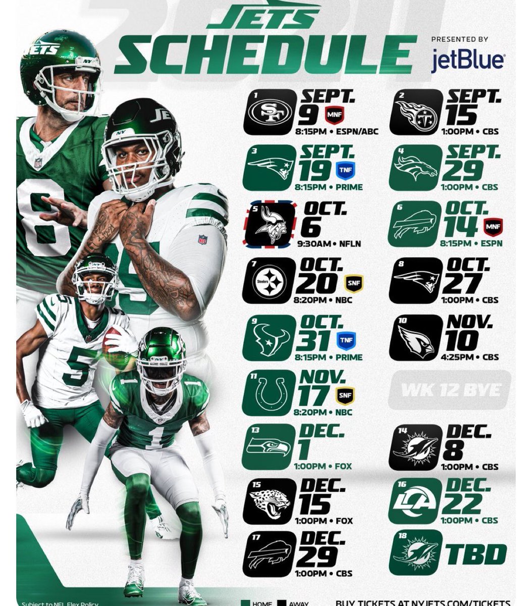 Here is the Jets 2024 schedule: