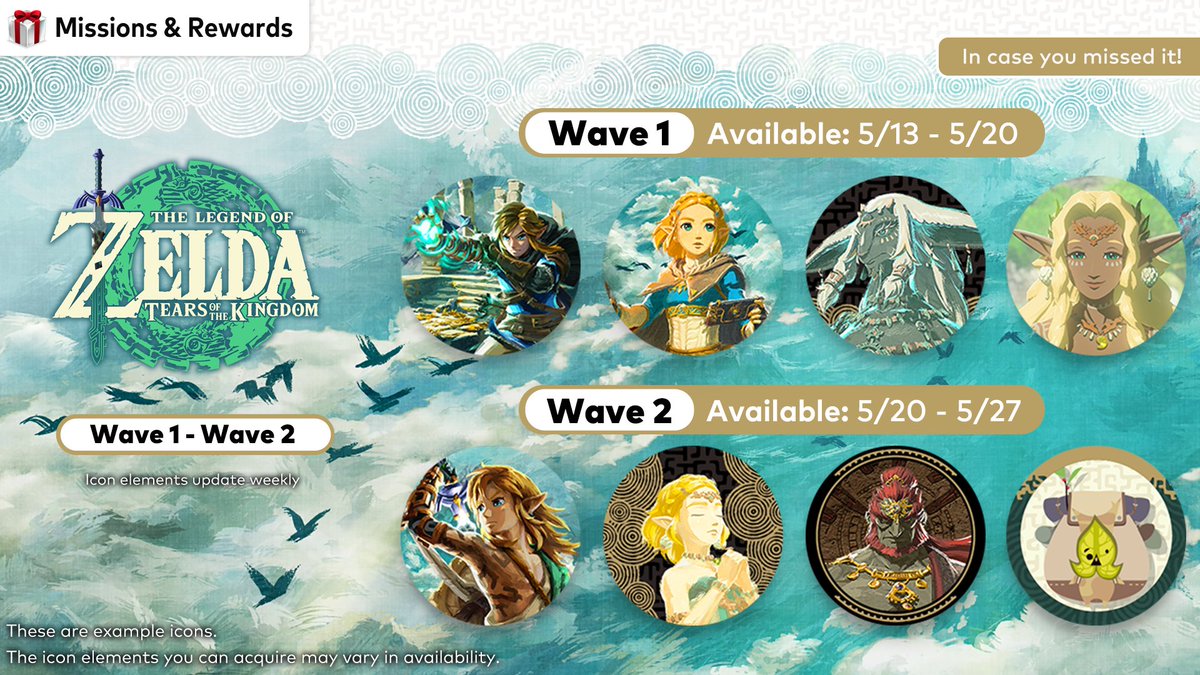 Zelda Tears of the Kingdom icons available on My Nintendo