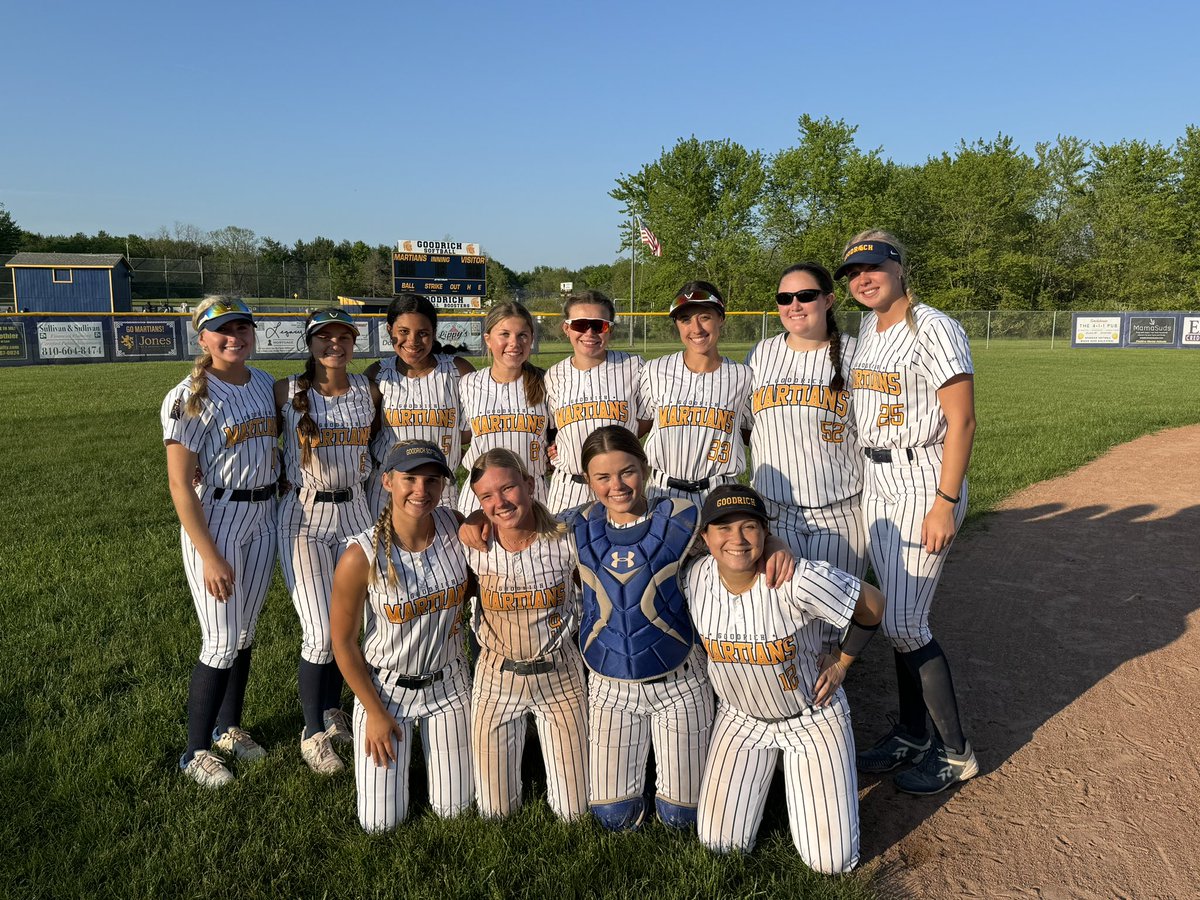 Goodrich Softball Martians dominates the night with two big wins against Owosso, winning 10-3 and 15-2. Their season record climbs to an impressive 25-4-1, while improving to 16-2 in league play. #WeAreGoodrich