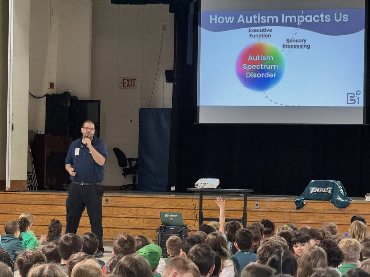 Awesome job <a href="/BenergyEAC/">Ben Hartranft</a> <a href="/Eagles/">Philadelphia Eagles</a> - Thank you for visiting our school to spread awareness about Autism and for sharing your experience, strength and hope! <a href="/WestChesterASD/">West Chester Area SD</a>