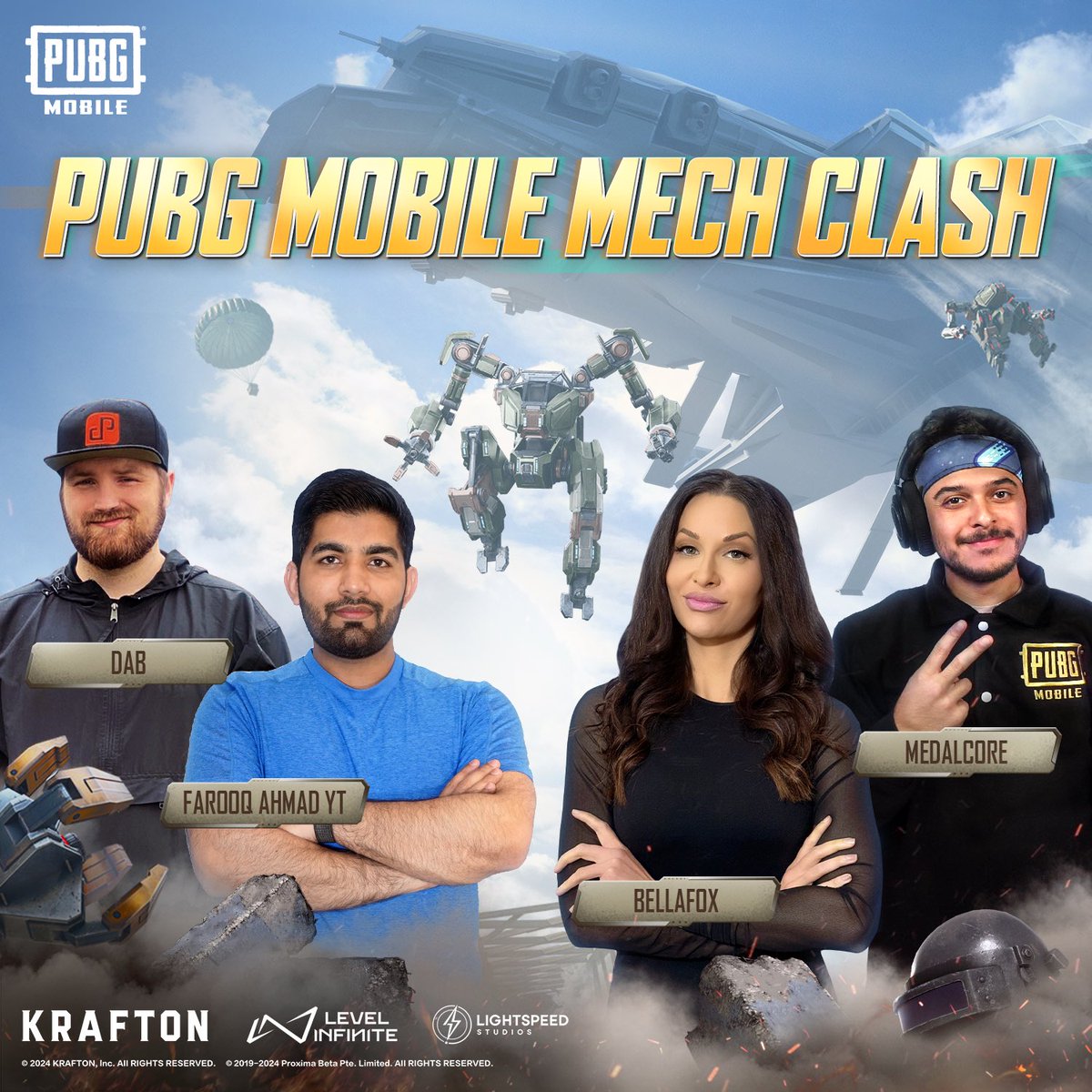 Join the excitement and support Team Mech Mayhem as we dominate the competition in the #PUBGMOBILE Mech Clash event on May 17th @ 5pm PT!

📺 pubgmobile.live/MechClashYT

#PUBGMOBILEV320
#PUBGMOBILEMECH
#PUBGMMECHCLASH
#PUBGMOBILEC6S18
#ad