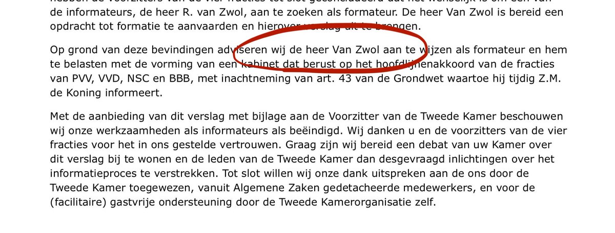 Van Zwol voorgedragen als formateur