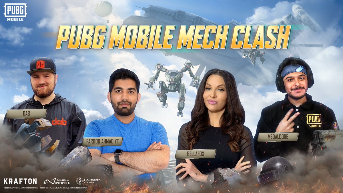 I am excited to be leading Team Mech Mayhem in the  #PUBGMOBILE Mech Clash event!  

Your favorite #PUBGMVIP will compete for a piece of the $15K USD prize pool! 

🗓️ May 17 
🕔 5pm PT
📺 pubgmobile.live/MechClashYT 

#PUBGMOBILEV320 #PUBGMOBILEMECH #PUBGMMECHCLASH #PUBGMOBILEC6S18