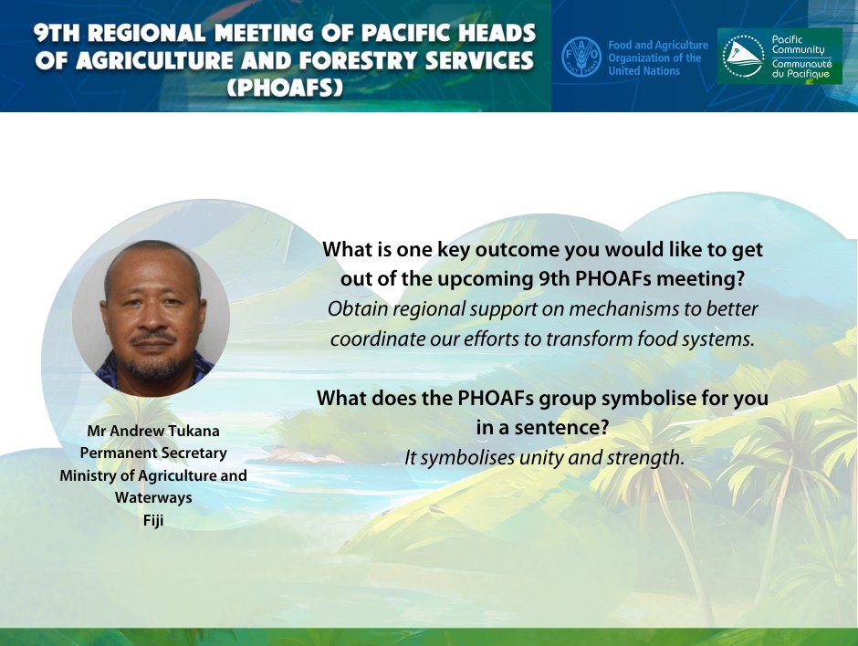 #PacificAgriculture| Taking a stride into day 2 of #PHOAFS with relentless enthusiasm! 🌱 Let's delve deeper into conversations on altering food systems for a sustainable future. Watch this space🌲 #PHOAFS9 @FAO #PacificForests #SustainableAgriculture @FAO