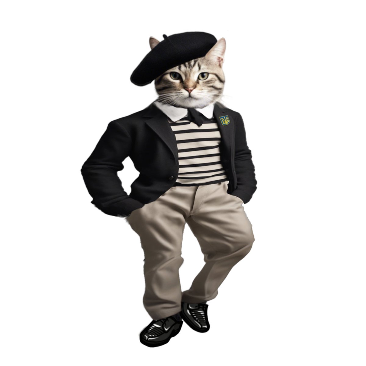Voyez! Un nouveau #Fella est né ! Réalisé sur demande par e-Mail pour représenter « un chat français paresseux avec un béret et une marinière » #NAFOCatsDivision #NAFOExpansionIsNonNegotiable @Official_NAFO