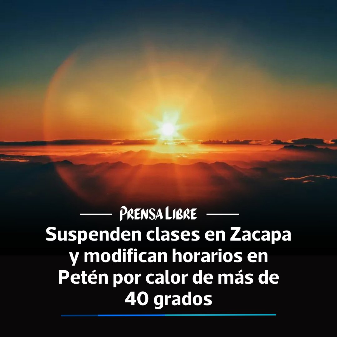 Las clases en Zacapa quedan suspendidas el 16 de mayo; mientras, en Petén, se ajustan horarios debido a la sensación térmica de casi 50 grados.

Lea más aquí: lc.cx/z1FNlZ