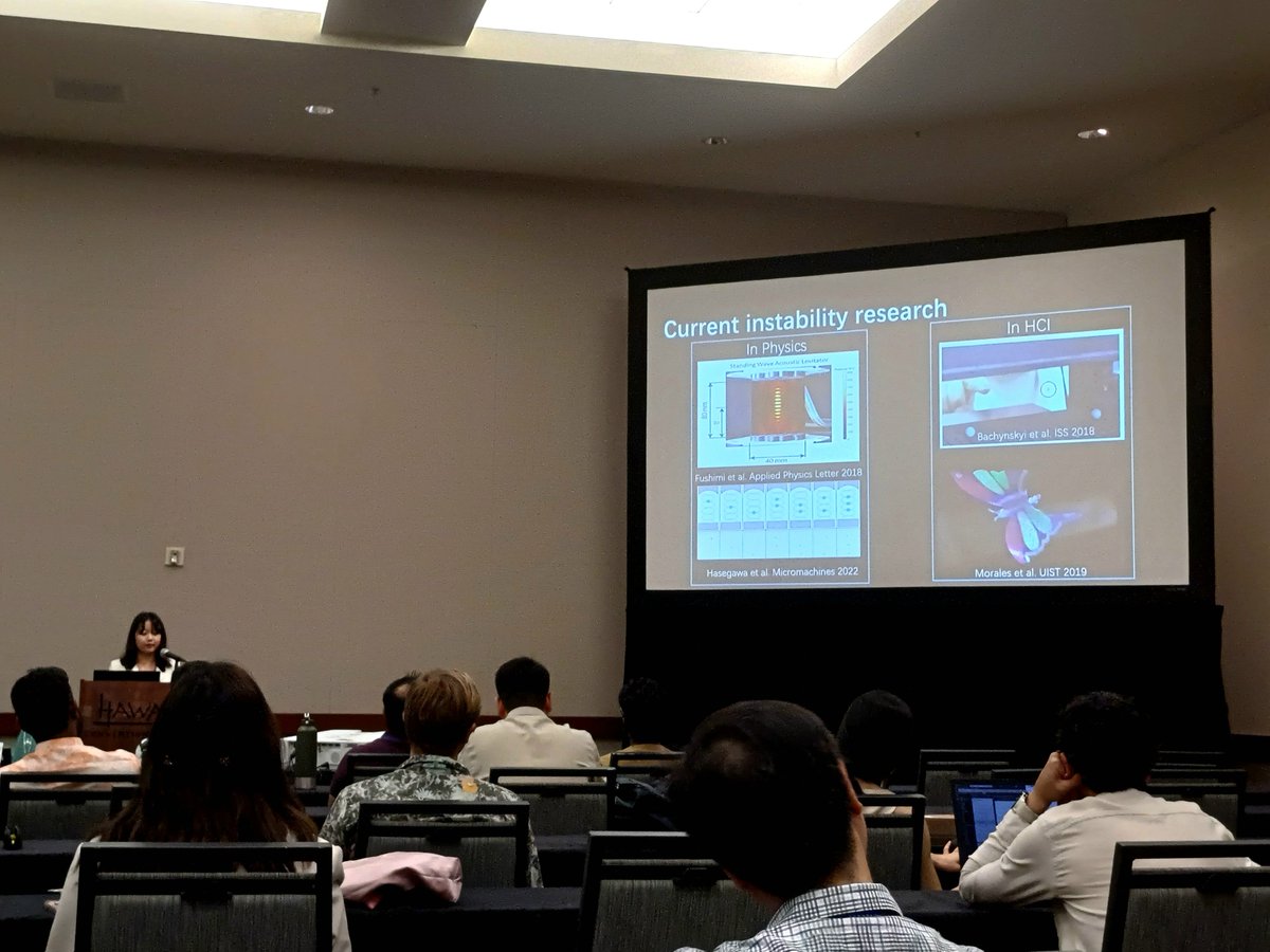 Viktorija Paneva (@vikpaneva) on Twitter photo Day 3 of #CHI2024 🌺
<a href="/LeiGao_Oriana/">Lei Gao</a> presenting a cool new method for particle stabilisation in acoustic levitation displays. 🙌
<a href="/sssram/">Sriram Subramanian</a> <a href="/HirayamaRyuji/">Ryuji Hirayama</a> <a href="/acm_chi/">ACM CHI Conference</a> <a href="/sigchi/">ACM SIGCHI</a> Day 3 of #CHI2024 🌺
<a href="/LeiGao_Oriana/">Lei Gao</a> presenting a cool new method for particle stabilisation in acoustic levitation displays. 🙌
<a href="/sssram/">Sriram Subramanian</a> <a href="/HirayamaRyuji/">Ryuji Hirayama</a> <a href="/acm_chi/">ACM CHI Conference</a> <a href="/sigchi/">ACM SIGCHI</a>