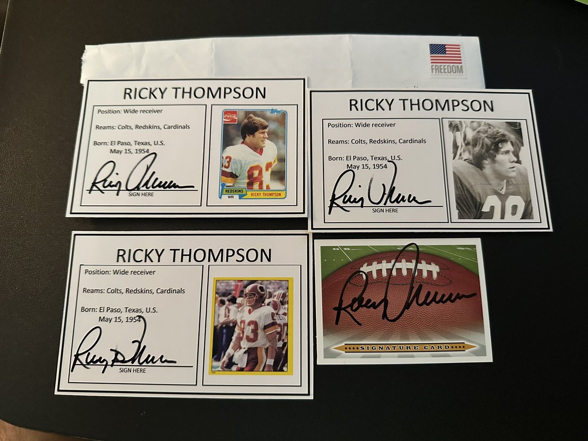 #RickyThompson #football #pigskin @NFL @nflnetwork #TTM #Memorabilia #Autograph #Autographs #AutographCollector  #AutographCollection #GreatGuy #ThankYou #TTMSuccess #TTMAutographs #MailDay @Colts @Commanders @AZCardinals #Redskins