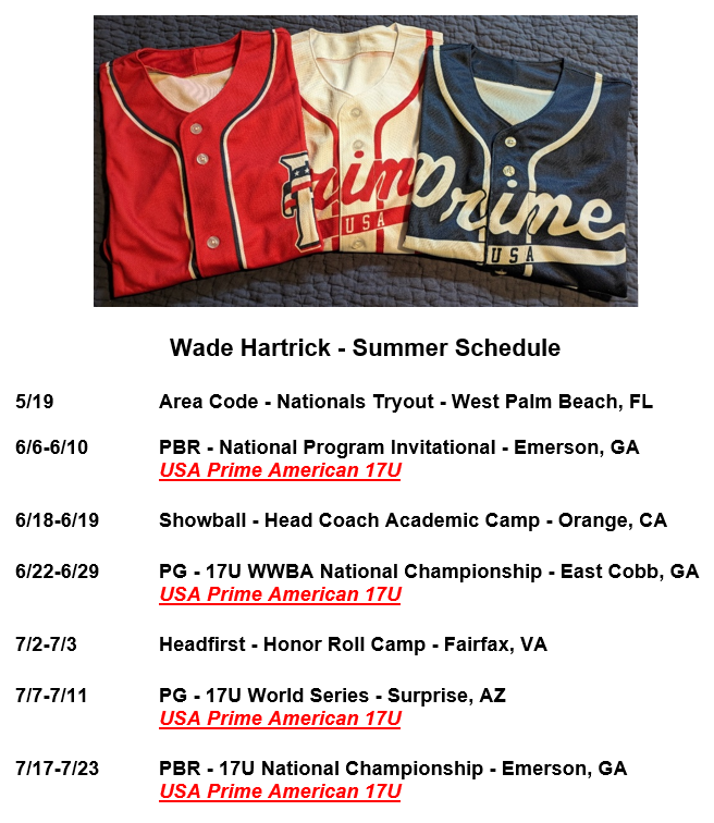 Spring season with @IMGABaseball National Black is in the books. Finished 20-4. Summer schedule below. Excited to get on the field with @USAPrimeNat teammates and @CoachScott11. @IMGABaseRecruit @Coach_Oliveira