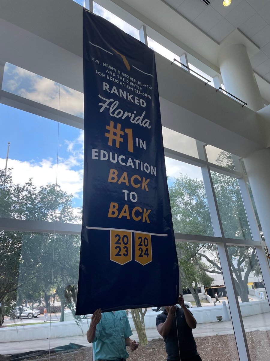 State's education department proudly dons their 'We are #1' banner! Great job @CommMannyDiazJr @RonDeSantis & most of all, education entrepreneurs! #PPI24 #ParentPowerIndex @USNewsEducation