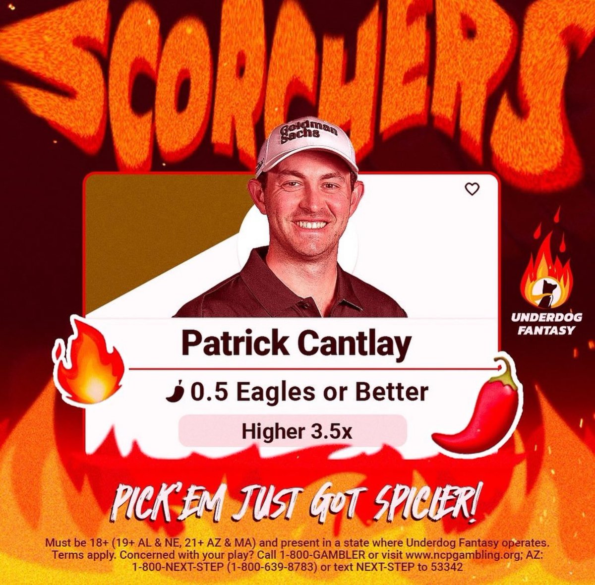 He eagled twice during #TheMasters 

Add his 0.5 Eagles or better Scorcher pick to your pick 5 entry at the #PGAChampionship for a 70x payout boost and use code “DrunkByTheTurn” for a 100% deposit match up to $250 on @UnderdogFantasy with your first deposit.