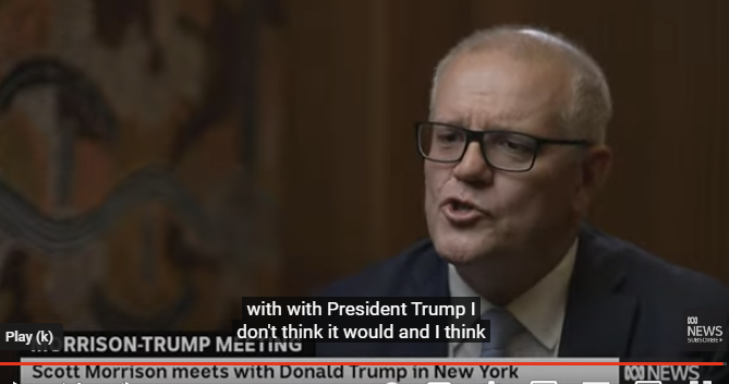 For the second time this morning, #ABCnews is broadcasting about 5 mins of interview by their NY correspondent Carrington Clarke with Scott Morrison re SM's meeting with Donald Trump. Why would #ABC record and broadcast this, and how many times are they going to repeat it?