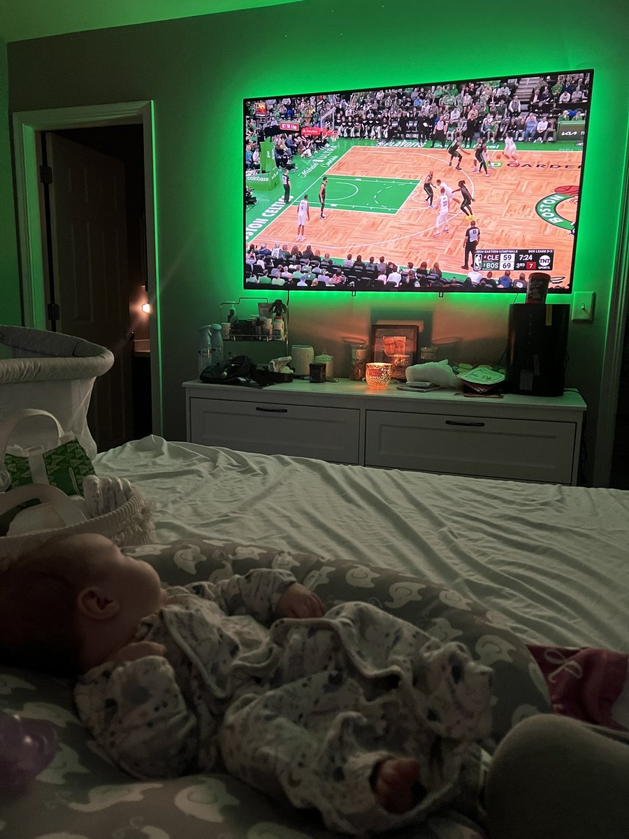 2 months old and she loves the @celtics ☘️💚😍 #Differenthere