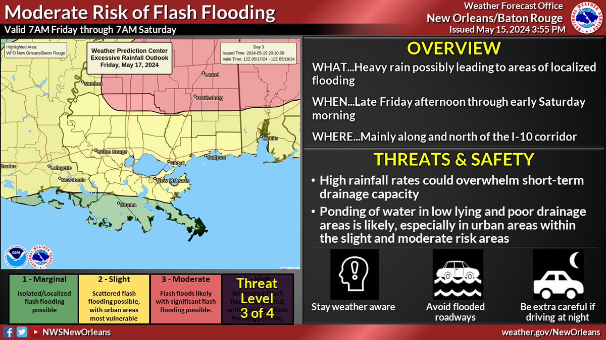 Here's the latest on our severe weather and flooding rainfall threat for both Thursday night and Friday night. Remember to have a good way to receive any warnings issued by our office each night like your phone or a NOAA weather radio while you are sleeping. #lawx #mswx