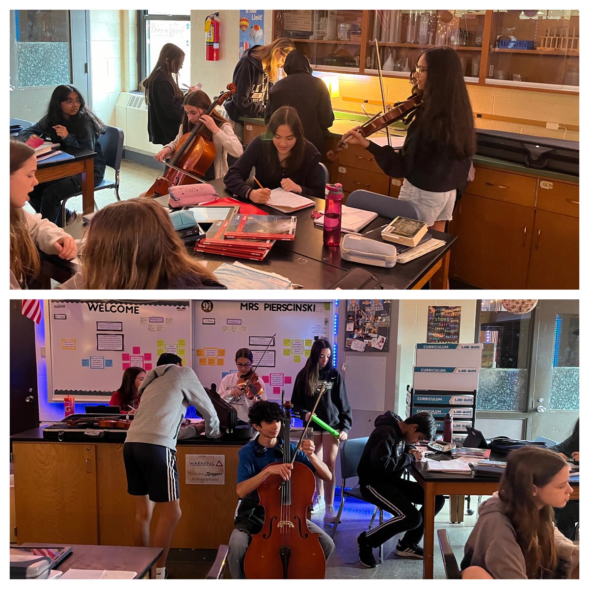 How can we model sound waves? Ss experimented with a variety of instruments looking at ways to change volume and pitch. I had some students bring in their own instruments to share with us today, so it was very musical in our room! @SEPUP_UCB @LabAids @SmithKnights